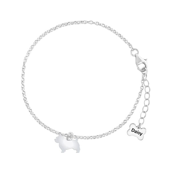 Mylee London Norwich Terrier Silhouette Silver Chain Bracelet - Personalised
