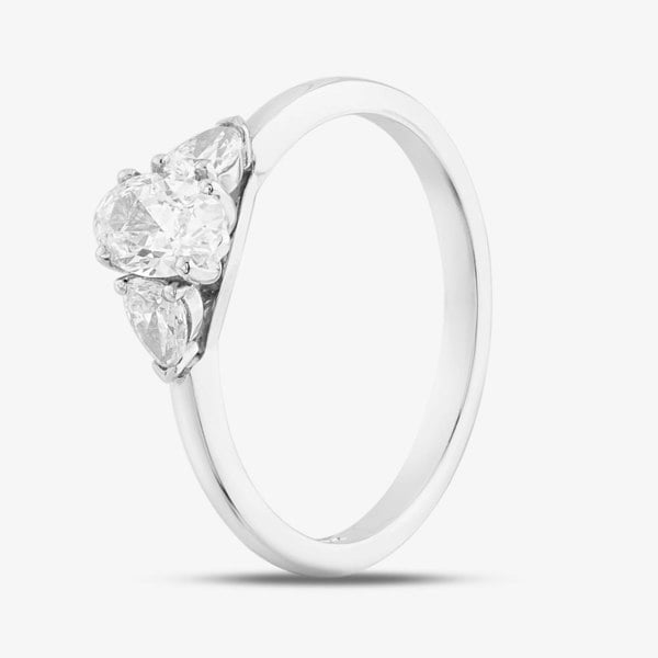 T. H. Baker Platinum 0.76ct Oval & Marquise Cut Diamond Shoulder Set Solitare Ring RN5616 PLT