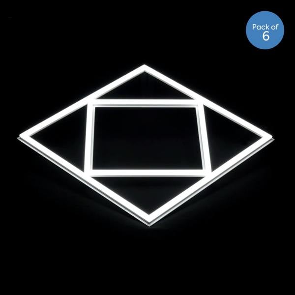 ENER-J Double Square borderline Panel Light, 595x595, 40W 4000 lm, White (6000K) light in outside and blue light in inside (Pack of 6)
