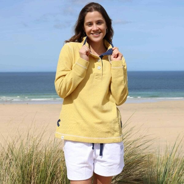 Lazy Jacks LJ301 - Pique Button Neck Sweatshirt - Lemon