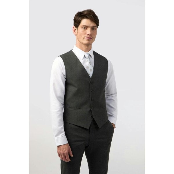 Limehaus Slim Fit Charcoal Stretch Waistcoat