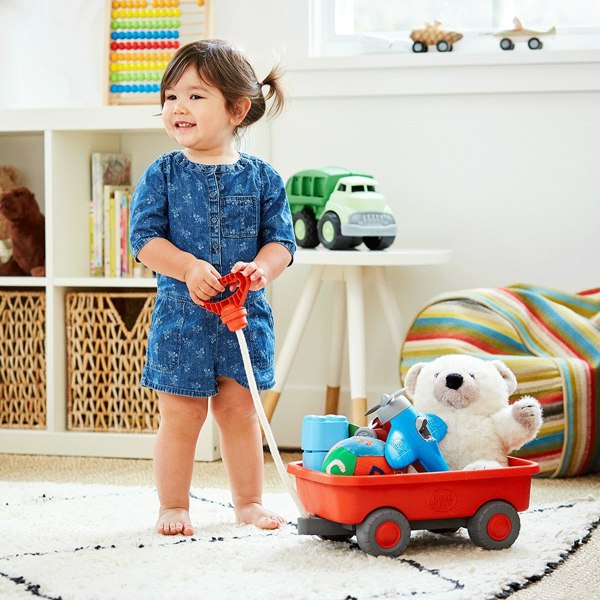 Green Toys Orange Pull Along Wagon - Made From 100% Recycled Plastic