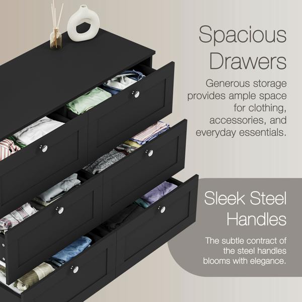 Vida Designs Altino 6 Drawer Chest, Black