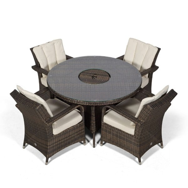 Giardino Arizona Round 4 Seater Patio Dining Set with Ice Bucket Drinks Cooler