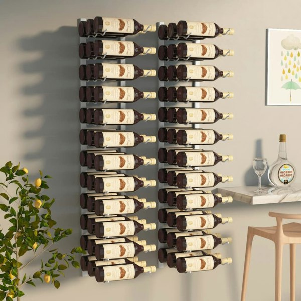 Berkfield Wall Mounted Wine Rack for 36 Bottles 2 pcs White Iron