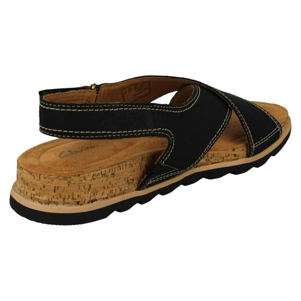 Clarks Ladies Clarks Cross Detailed Slingback Wedge Sandals Yacht Cross