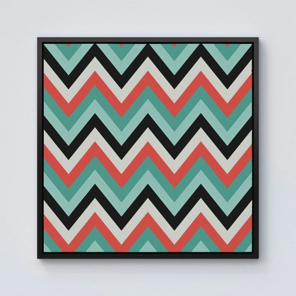 Warren Reed Geometric Colored Chevron Pattern Framed Canvas