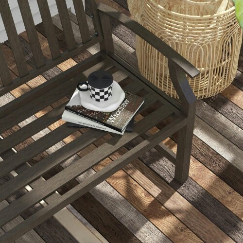 Wyld Haus Lilu Metal Brown 2 Seater Outdoor Garden Bench With Slatted Frame