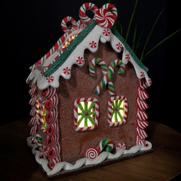 Samuel Alexander 23cm Battery Operated LED Christmas Gingerbread Candy Chalet Decoration