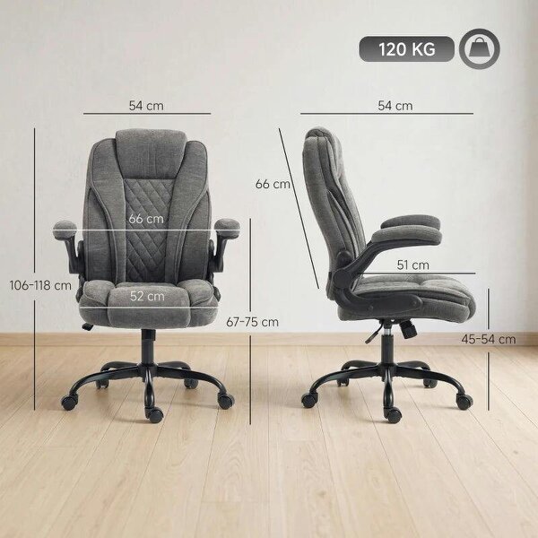 Office Chair, Ergonomic Desk Chair with Flip-up Armrest, Pocket Springs, Swivel Wheels, Adjustable Height, Dark Grey