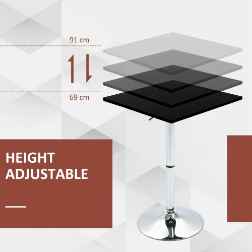 Wyld Haus Eltani Metal And Wooden Black And Silver H8 Adjustable Swivel Bar Table