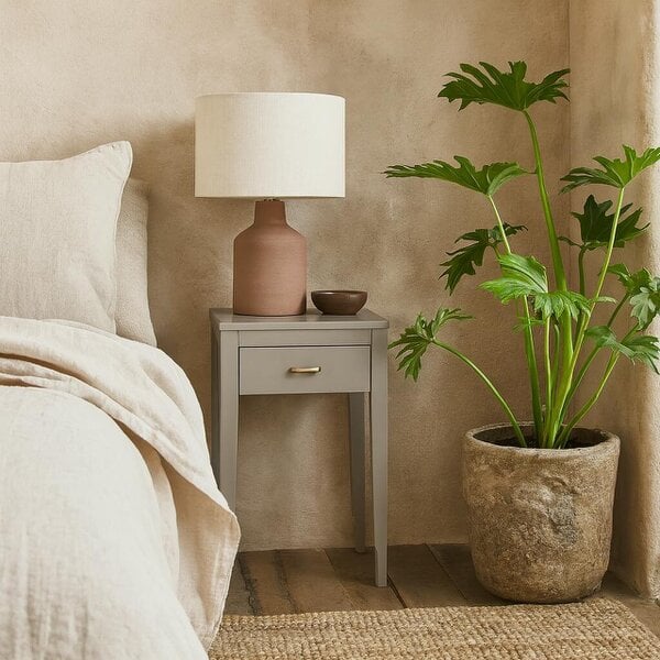 Wyld Haus Olinda Mist Grey Wood Grain 1 Drawer Bedside Table