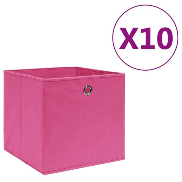 Berkfield Storage Boxes 10 pcs Non-woven Fabric 28x28x28 cm Pink