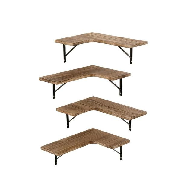 Levede 4PC Corner Floating Shelves Wall L-Shaped Storage Wooden Display Shelf