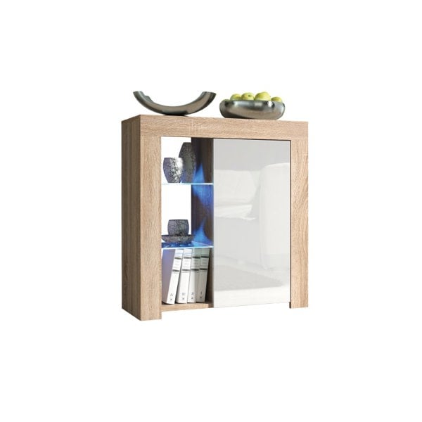 Mex Furniture Distinctive 83cm Cabinet Cupboard Sideboard with White High Gloss Door and Free LED Lights