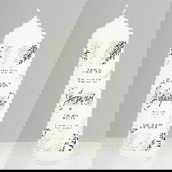 Personalised Memento Company Personalised Godparent Leaves Pillar Candle