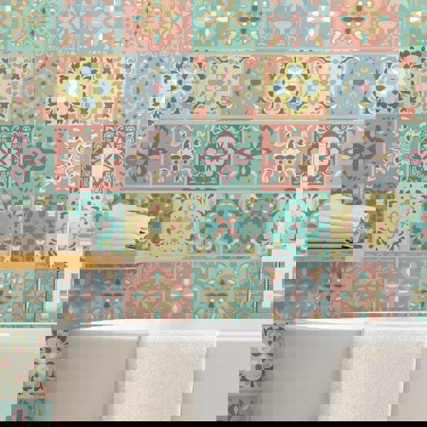 WT1558 - Marbella Colourful Spanish Wall Tile Sticker Set - 15 cm x 15 cm - 24 pcs