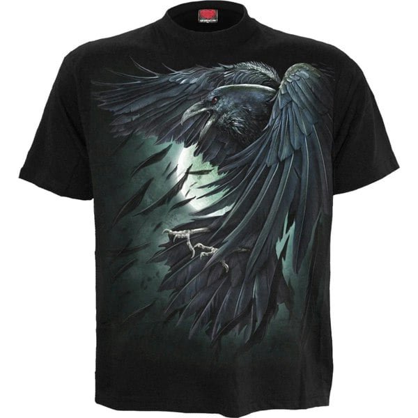 Spiral Direct Unisex Adult Shadow Raven T-Shirt - Black