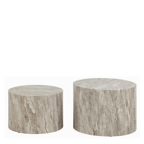 Wyld Haus Set of 2 Munkebo Grey Marble Round Coffee Tables
