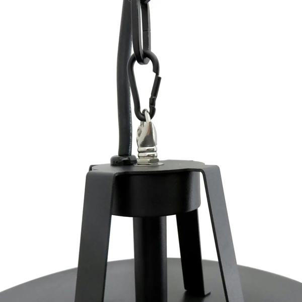 Black ceiling hanging bracket and chain connection for an infrared patio heater