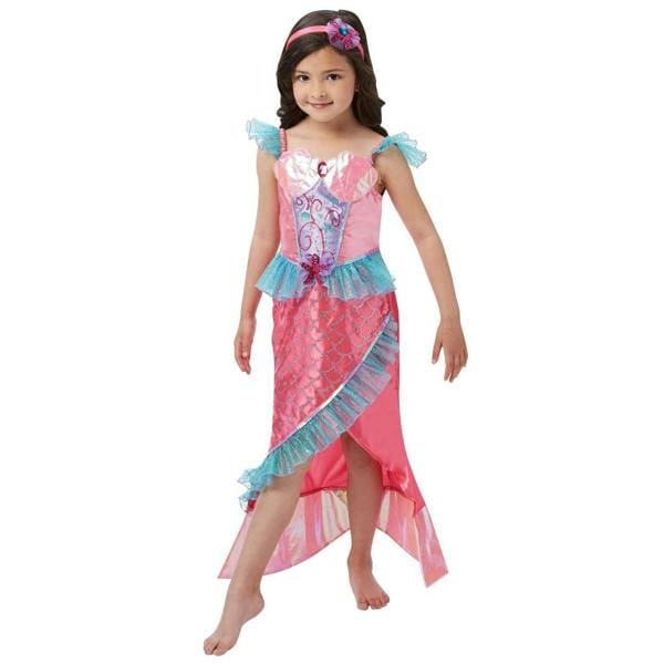 Bristol Novelty Girls Deluxe Princess Mermaid Costume - Pink/Blue - 