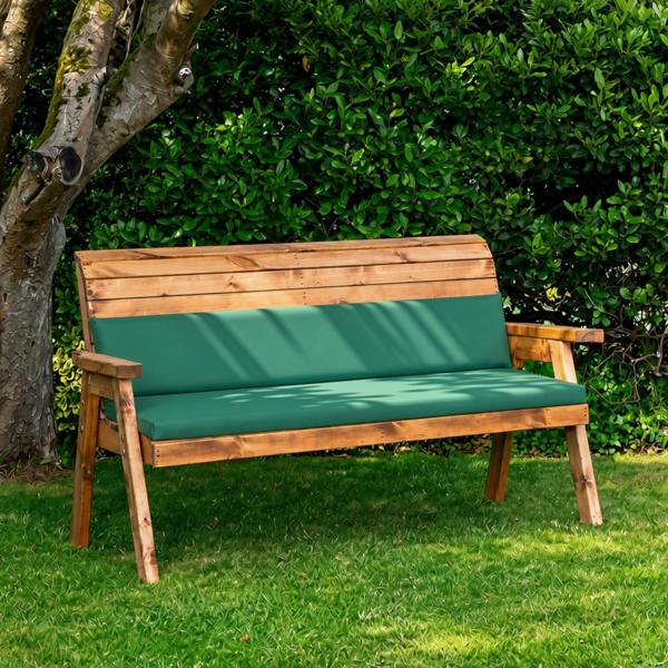 Samuel Alexander Charles Taylor 3 Seater Bench Wooden Chair Back Cushion In Green