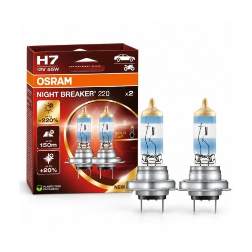 OSRAM Night Breaker 220 H7 Headlight Bulbs +220% Brighter Halogen Upgrade 12V 55