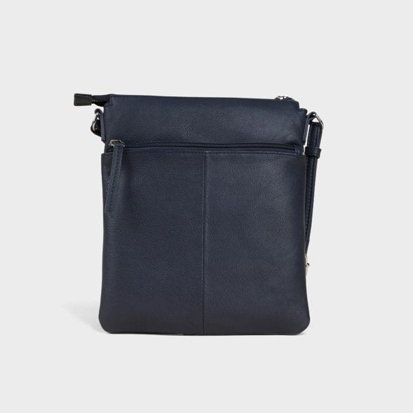 Assots London 'AMBA' Navy Soft Nappa Full Grain Real Leather Crossbody Bag