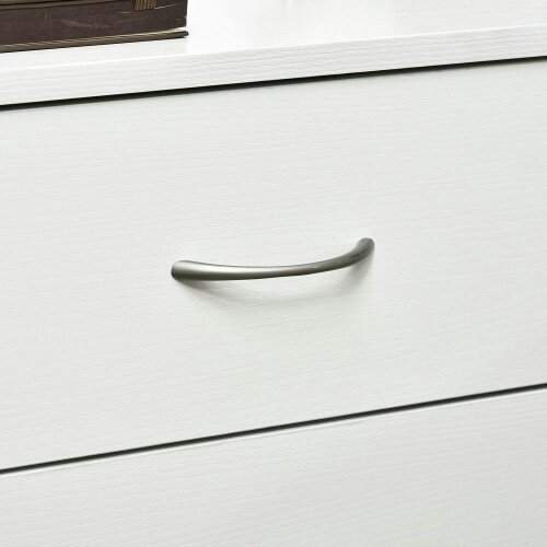 Wyld Haus Yotose White Wood 3 Drawer Bedside Table with Silver Metal Handles