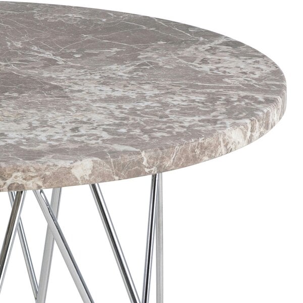 Wyld Haus Alba Round Side Table Grey Brown Marble Top Metal Legs