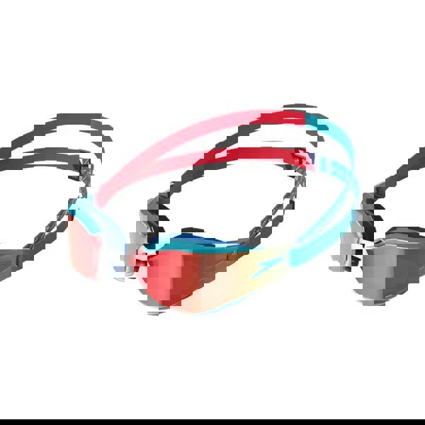 Speedo Junior Fastskin Hyper Elite Mirror Swim Goggles with red and blue straps
