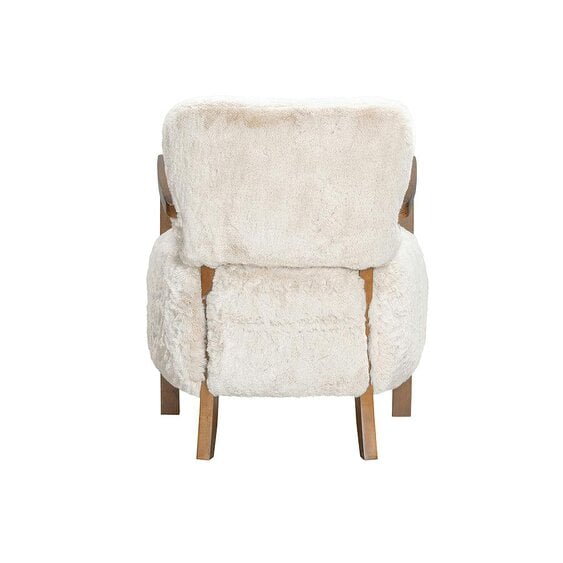 Wyld Haus Luna Cosy Upholstered Natural Faux Shearling and Wood Cosy Accent Armchair