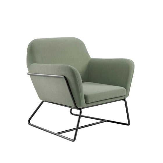 Wyld Haus Marseille Sage Green Velvet Armchair Black Metal Legs
