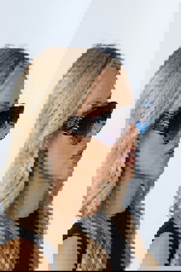 SVNX Oversized Rounded Sunglasses Blue Black