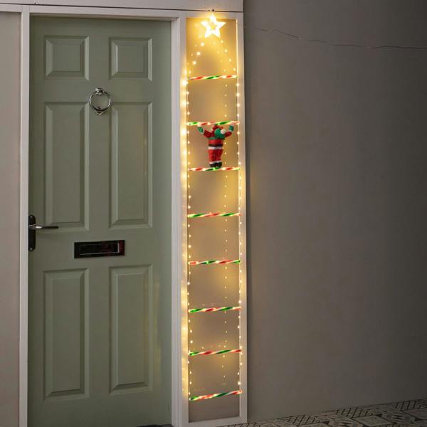 Samuel Alexander 1.92m Light up Santa Climbing Ladder Christmas Decoration with LEDs