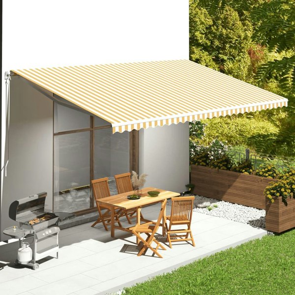 Berkfield Replacement Fabric for Awning Yellow and White 6x3.5 m