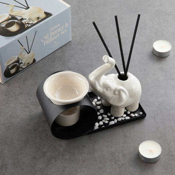 Myga Elephant Aroma Diffuser and Incense Holder Set