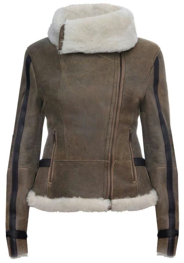 Infinity Leather Womens Merino Sheepskin Aviator Leather Jacket-Asmara