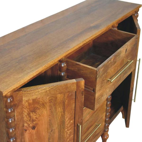 Artisan Furniture Solid Mango Wood Spindle Sideboard, Mango brown