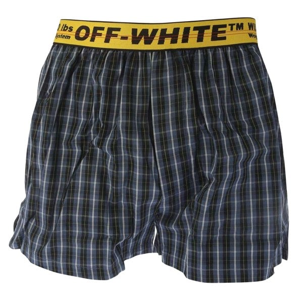 Off White Mens Classic Industrial Checked Boxer Shorts - Blue