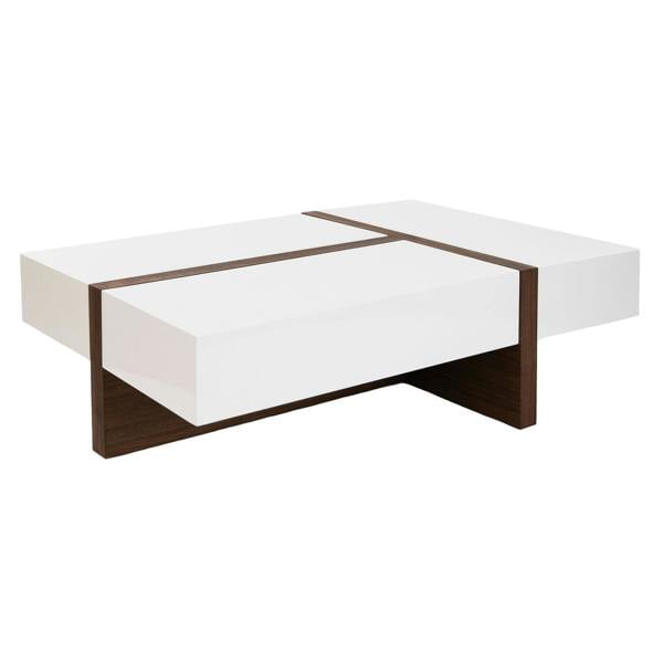 Angel Cerdá Rectangular White and Walnut Wood Coffee Table 2060