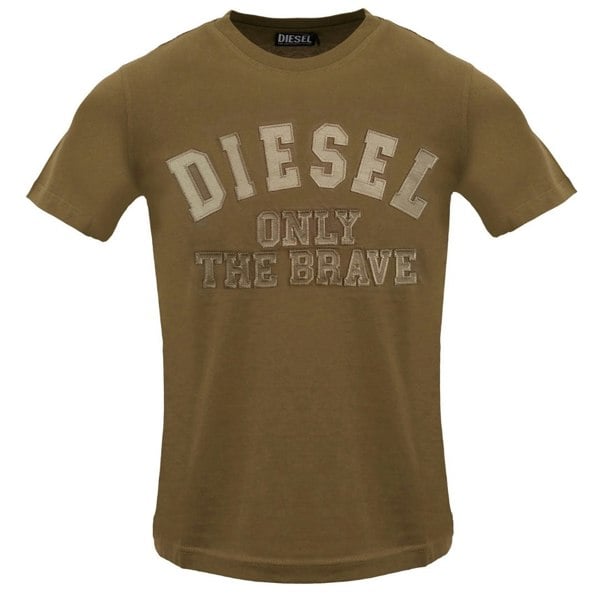 Diesel Monotone Embossed Logo Brown Coffee Liqueur T-Shirt