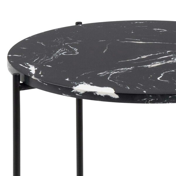 Wyld Haus Verona Round Black Marble Stone Side Table