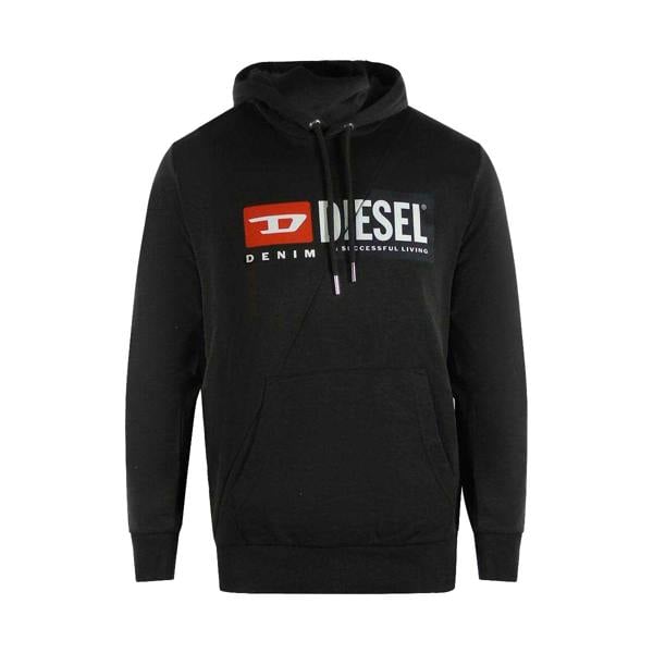 Diesel Mens Denim Division Cut Drawstring Hoodie - Black - 