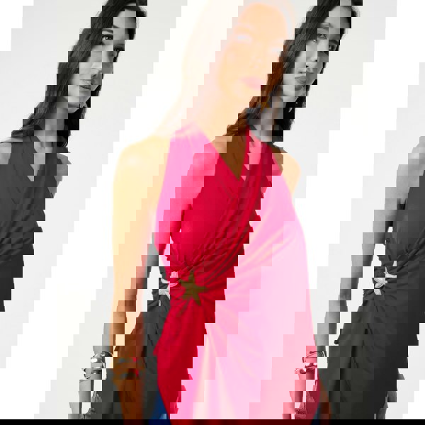 Pink Vanilla Star Detail Wrapover Halterneck Top