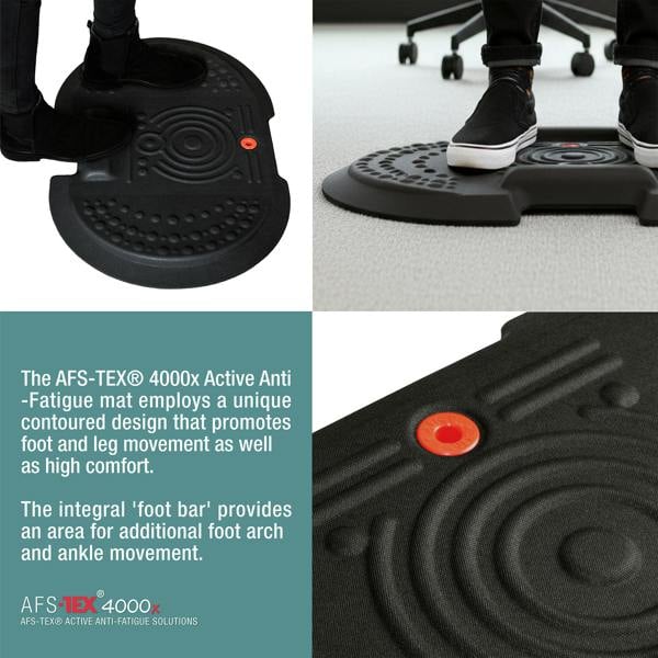 Floortex AFS-TEX® 4000X Black Active Anti-Fatigue Mat 50 x 76cm