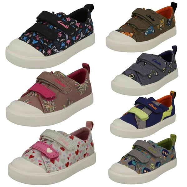 Clarks Childrens Clarks Pattern Detailed Light Weight Canvas Shoes City Bright