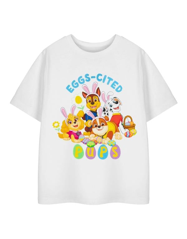 Paw Patrol Unisex Kids White Eggs-cited Pups Short Sleeved T-Shirt