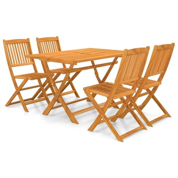 Berkfield 5 Piece Folding Garden Dining Set Solid Acacia Wood