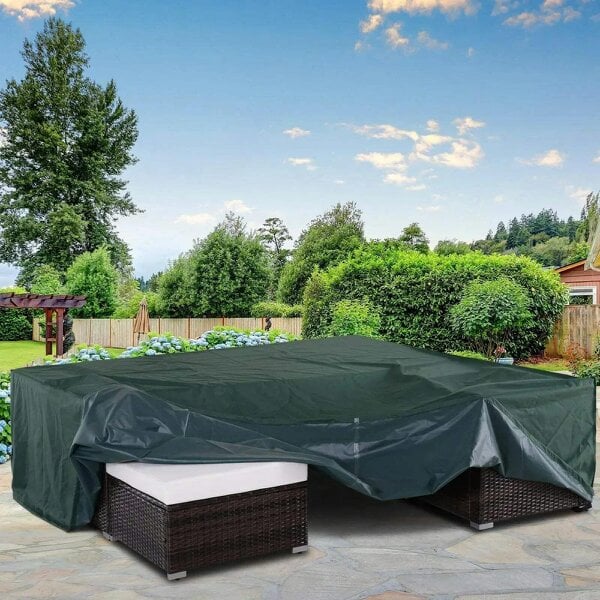 Bobobiy Large Patio Garden Furniture Set Cover 600D Oxford Square Waterproof, 230 x 230 x 70 cm, Green
